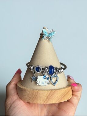 Silver Stainless Steel Hello Kitty Bracelet with Ring